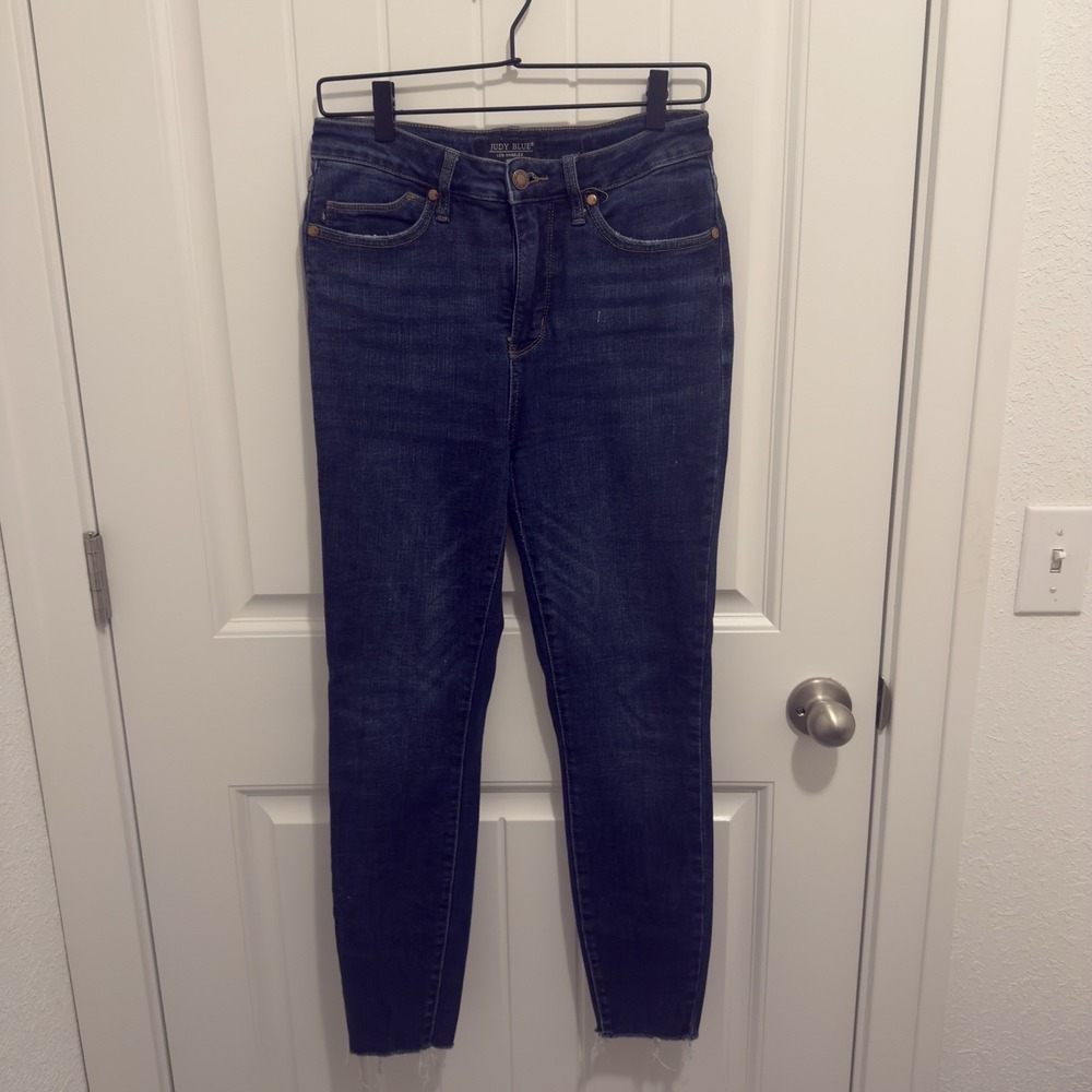 Judy Blue Dark‎ Wash High Rise Raw Hem Skinny Jeans Size 7/28